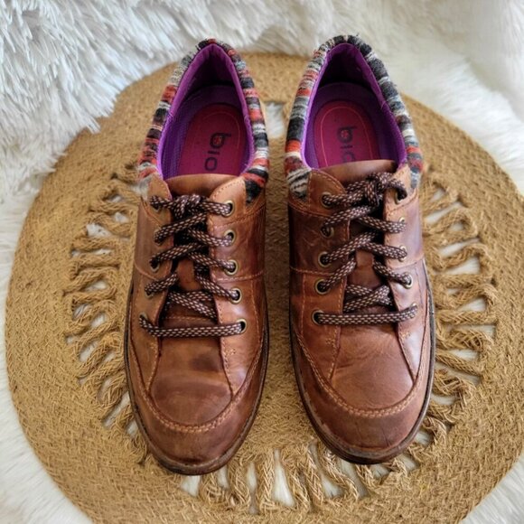 Bionica Women's Gervais Aztec Brown Leather Wedge Oxford Shoes SZ 8M - Picture 2 of 8